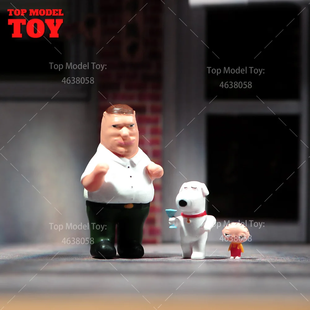 Painted Miniatures 1/64 1/43 1/87 Cute White Dog T-Shirt Man Anime Doll Scene Figure Dolls Unpainted Model For Cars Vehicles Toy