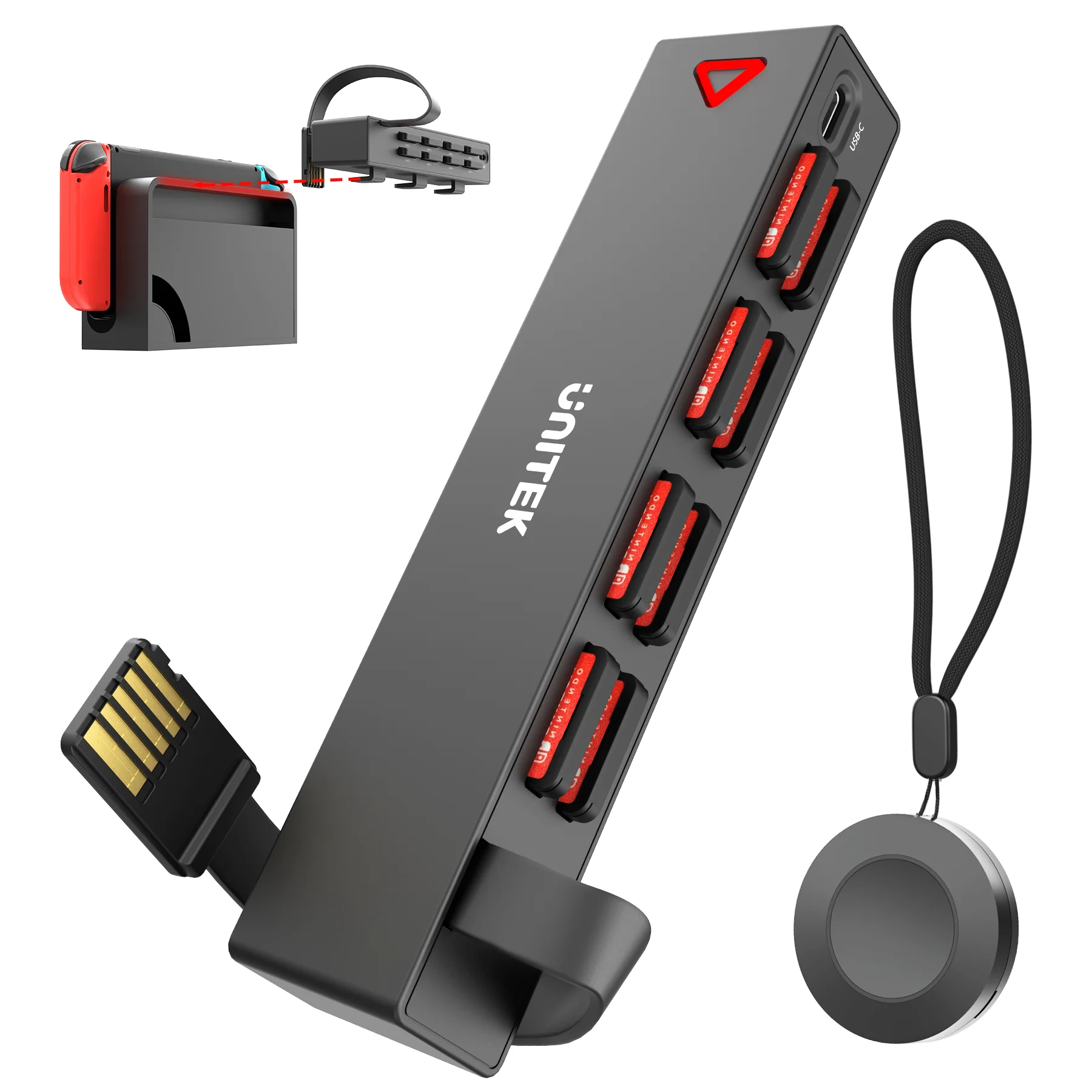 D1100C Wireless Remote Game Card Reader for Nintendo Switch Lite OLED 8-in-1 Game Card Holder RF433M Remote Control Switch Dock