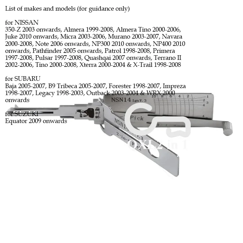 1 قطعة لنيسان Lishi 2 في 1 NSN14 NSN11 NYN11 اختيار وخطاف الأقفال أداة مفتاح الباب فك أقفال السيارات مجموعة كاملة Ganzua Lishi