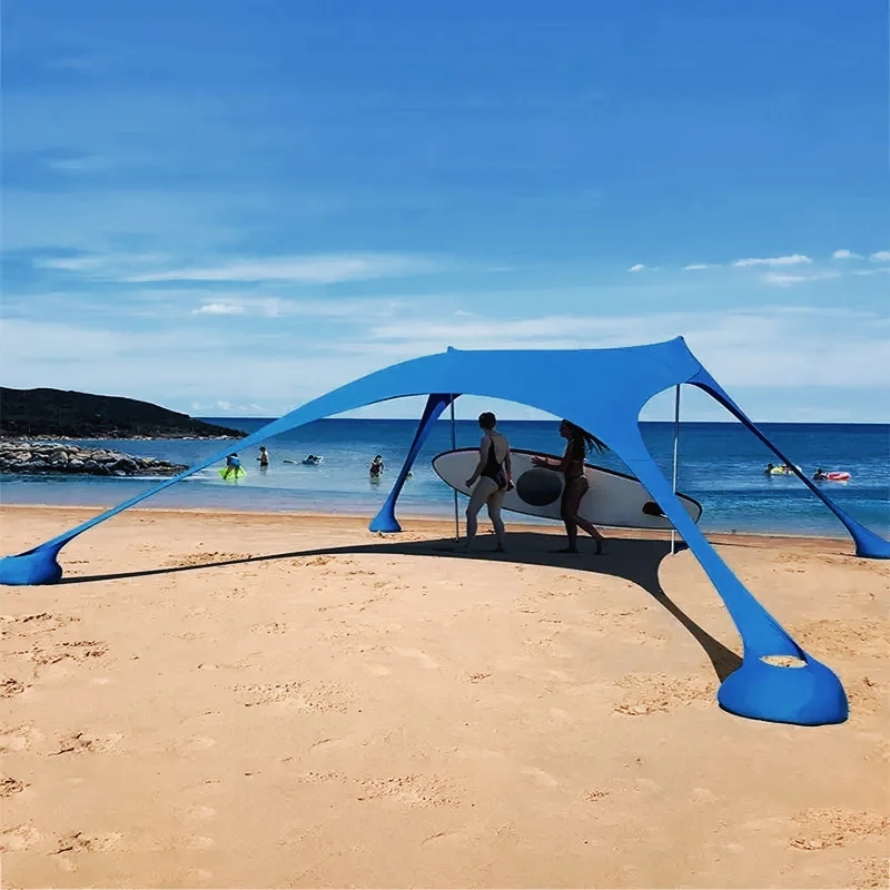 

Portable UPF50+ Beach Sunshade Windproof Family Umbrella Aluminum Pole Sun Shelter Beach Tent with Carrying Bag Outdoor