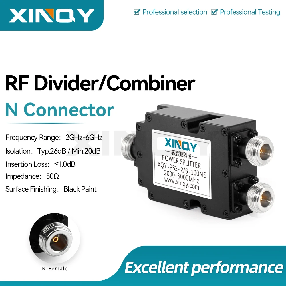 XINQY N Female 1x2 Power Divider, 2-6GHz WIFI/Bluetooth/Wireless Communication Signal Splitter, Low Loss Microstrip