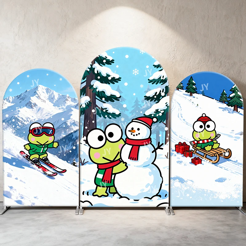 

Keroppi Winter Activities Theme Arch Backdrop Cover Lively Festive Scene For Kids Birthday Baby Shower Photo Booth Background