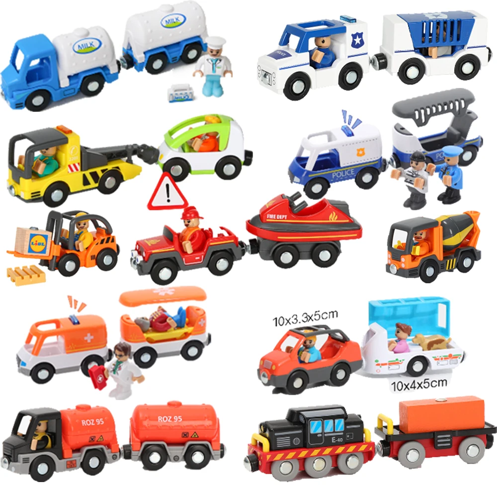 Kids RC Electric Train Set Locomotive Magnetic Train Diecast Slot Toy Fit for Wooden Train Railway Track Toys for Children Gifts