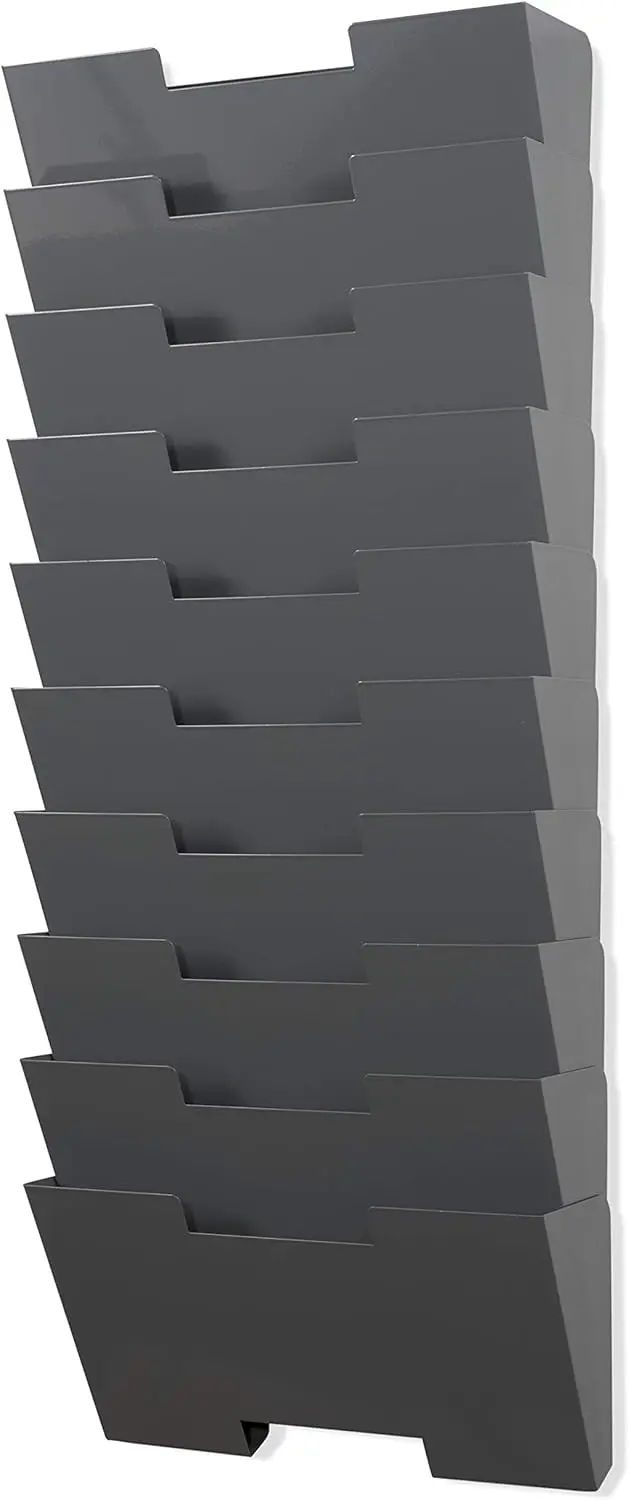 

Настенный стальной вертикальный органайзер для файлов с 10 секциями, модульный дизайн для журналов и папок