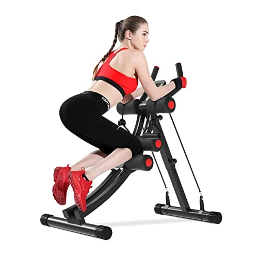 

Ab Machine for Home Workouts Foldable Fitness Equipment with Resistance Bands and LCD Display Whole Body Exercise Waist Trainer