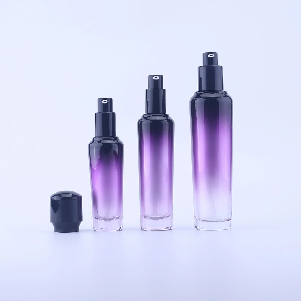 200PCS Purple Glass Emulsion Refillable Ointment Bottles Empty Cosmetic Jar Pot Eye Shadow Face Cream Container 100ML 30G 50G