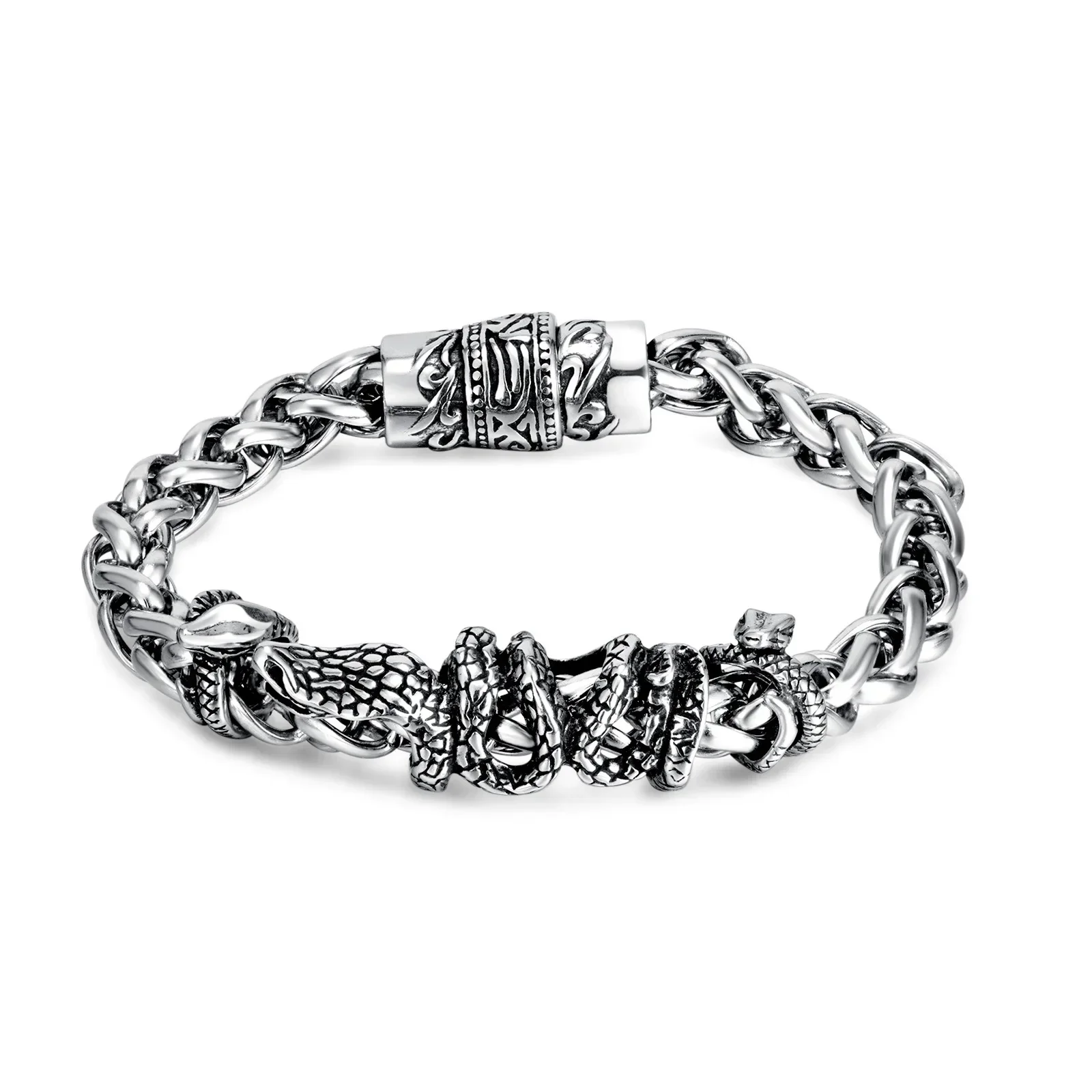 

CHUANGCHENG Fashion Trend Men's Cast Bracelet Personalized Thick Hip Hop Stainless Steel Snake Bracelet