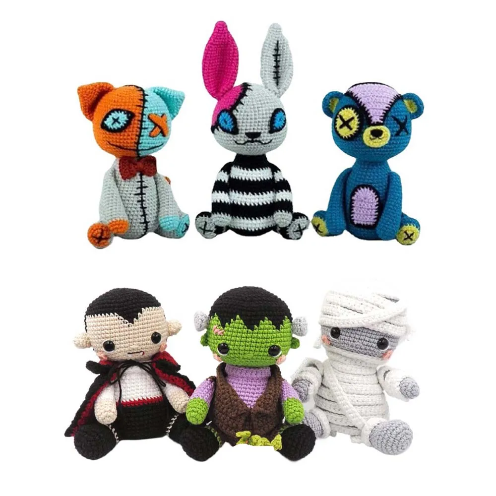 TPRPYN Unfinished vampire mummy Crochet Kit DIY  Frankenstein Crocheting kits Cat Amigurumi Knitting kits Holloween Toy handmake