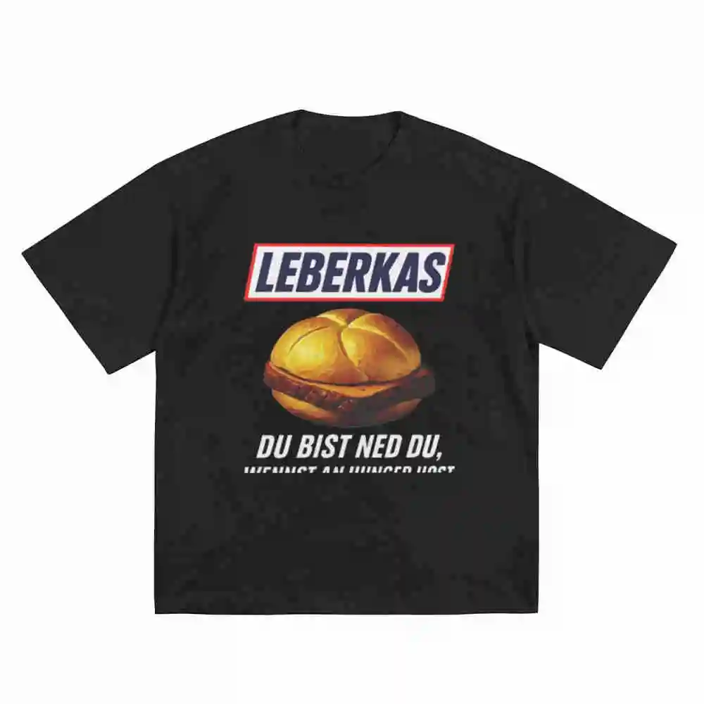 Burger Design Liver Intestines German Text Short Sleeve Tee 100% Cotton T-Shirt