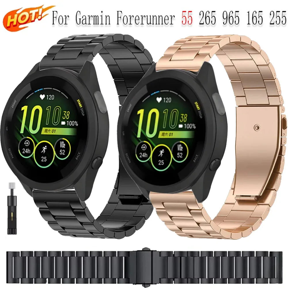 22 mm 20 mm 18 mm Metallarmband für Garmin Forerunner 55 265 165 255 158 Venu 3 2/Active 6 5/Vivomove Trend Edelstahlarmband