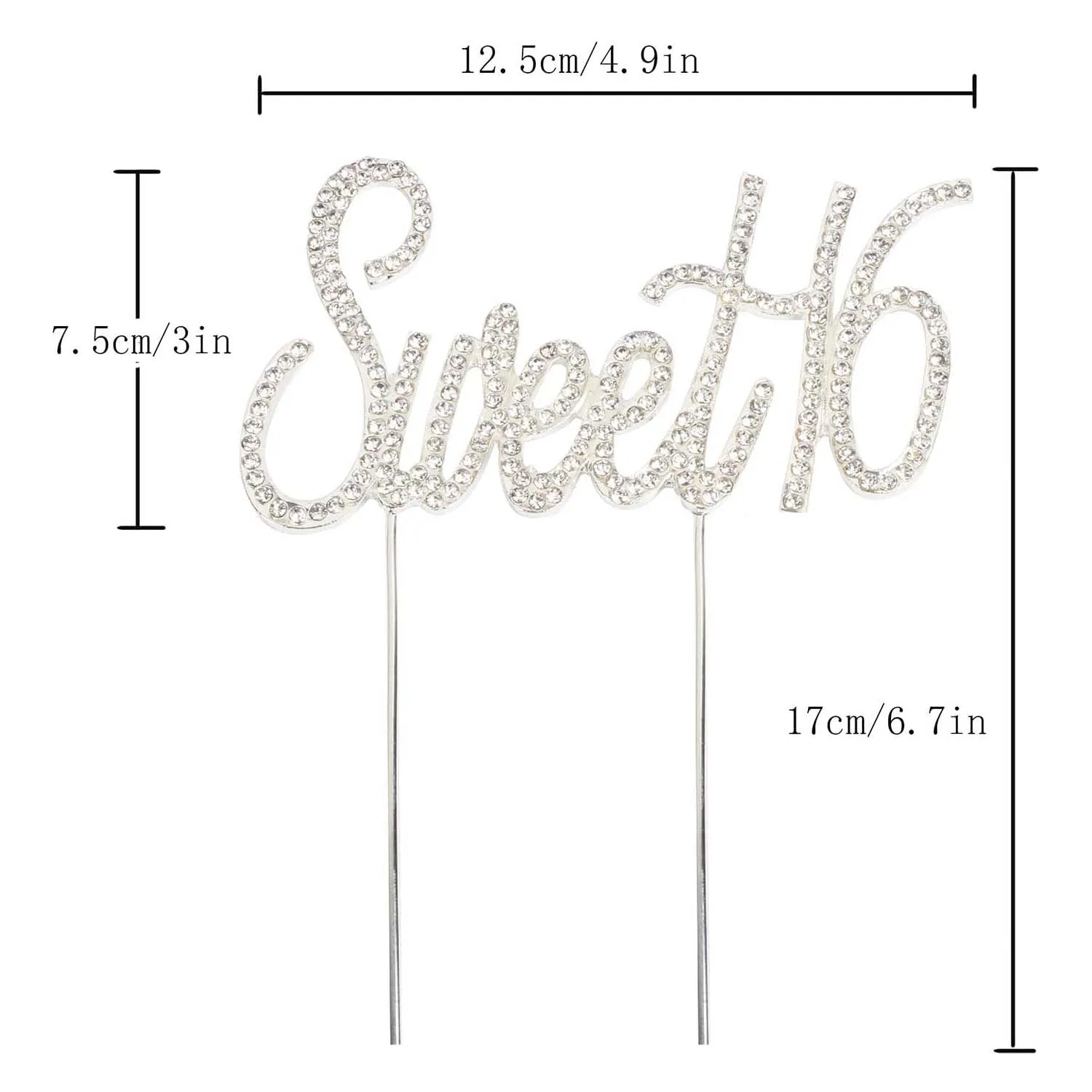 Bling Crystal Sweet 16 Birthday Cake Topper  Best Keepsake  16th Party Decorations Silver Brick Cake Decoration For Birthday