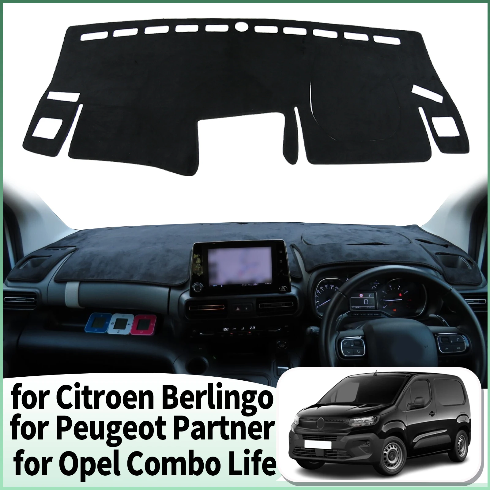 

for Citroen Berlingo for Opel Combo Life for Peugeot Partner 2019-2022 Dashboard Cover Pad DashMat Sunshade Protective Carpet