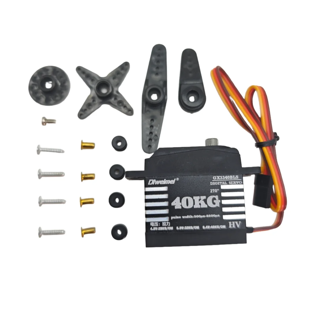 40 kg 270 Grad kernloses digitales Servo mit hohem Drehmoment, Metallgetriebe, geeignet für RC 1/8 1/10 Kletterautos und Roboterarme – DLweimei