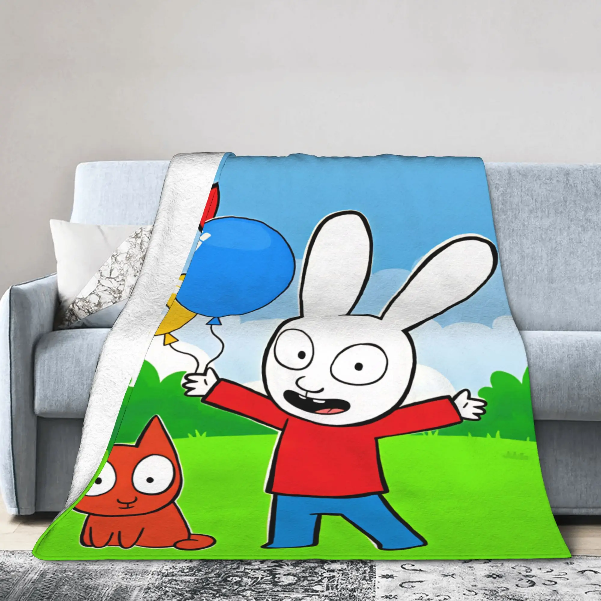 Warm Soft Blanket Airplane Travel Simon Super Rabbit  Bedding Throws  Flannel Bedspread For Bedroom Funny Sofa Bed Cover