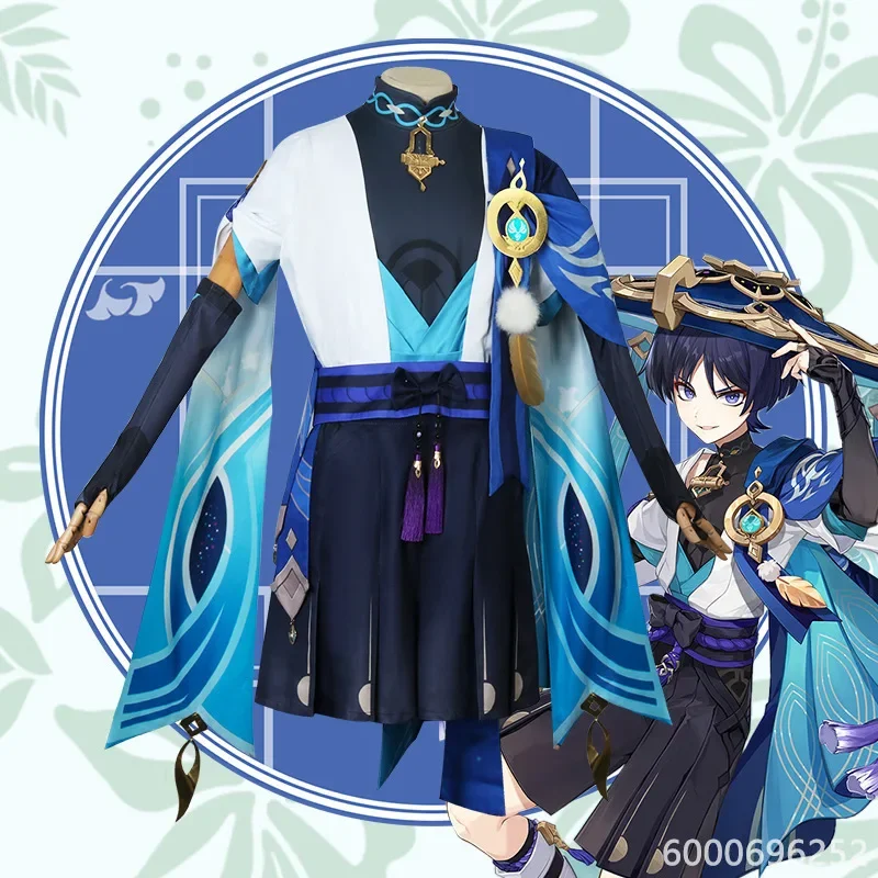Genshin Impact Wanderer Косплей Костюм Аниме Игровой Наряд C-Костюм Женский Мужской Синий Океан Косплей Горячий Поиск Мода для Par@0Z*