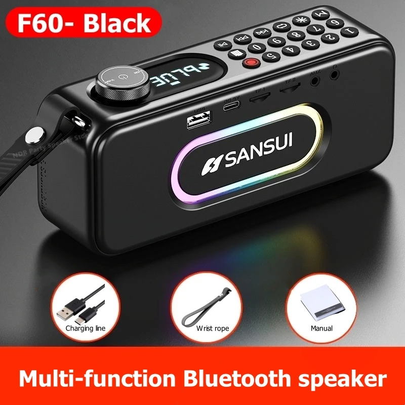 

SANSUI New Portable 3600mAh Home Hi-fi Bluetooth Speakers Stereo Sound 18W Powered Subwoofer Supports TF/USB Playback FM Radio