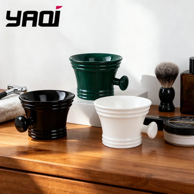 

YAQI ABS Plastic Shaving Bowl Set for Men Travel Size Green Black White - Grooming Shaving Brush Accessories