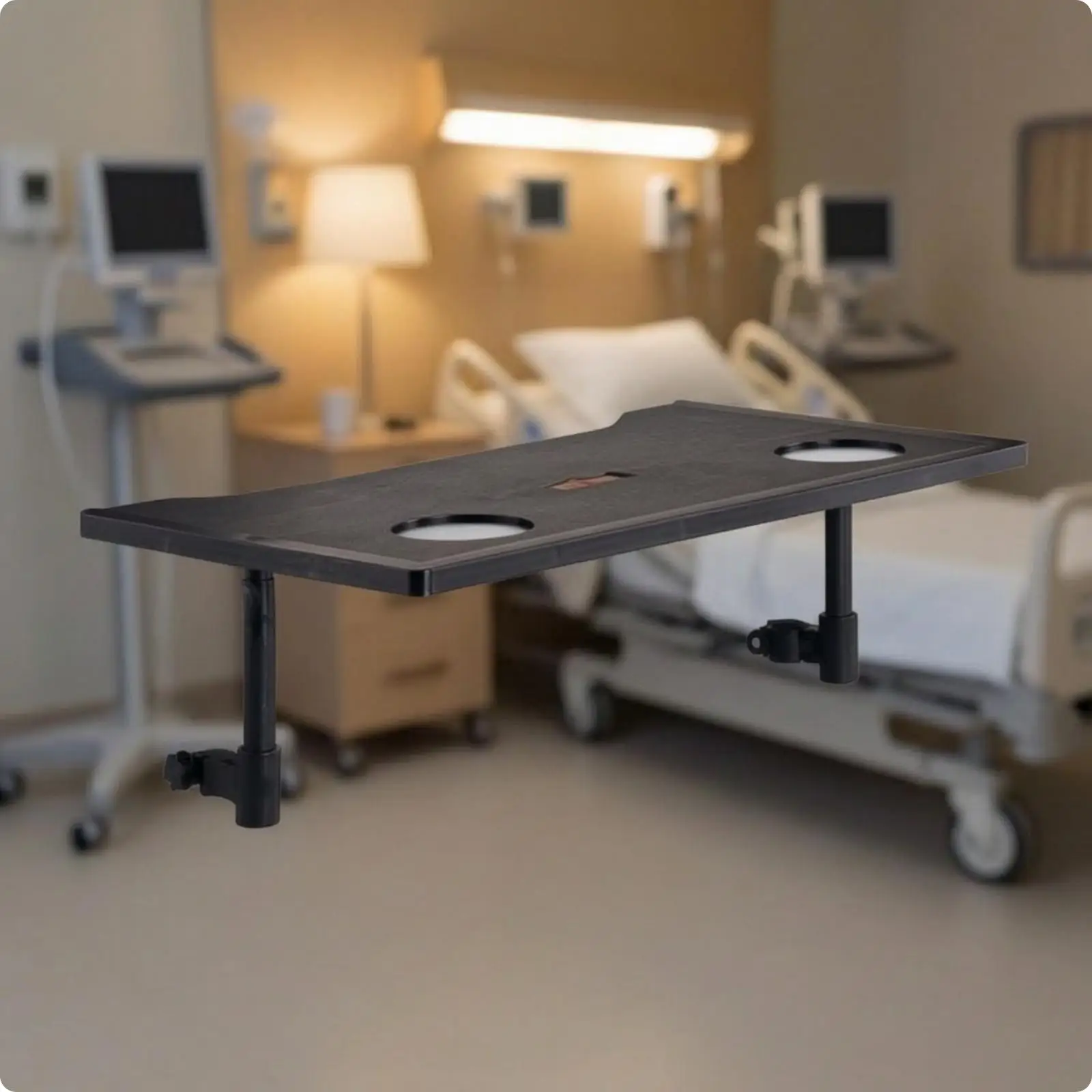 Adjustable Dining Tray Table with Two Cup Slots Foldable Lap Board for Senior Comfort Care