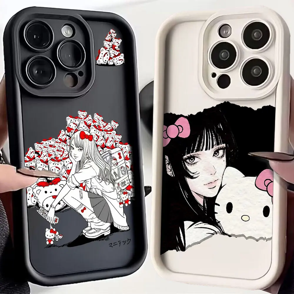 Anime Tomie Kawakamis Hello Kittys Phone Case For OnePlus 12 12R 11 11R 10R 8T Nord CE 2 3 4 Lite 5G Soft Silicone TPU Cover