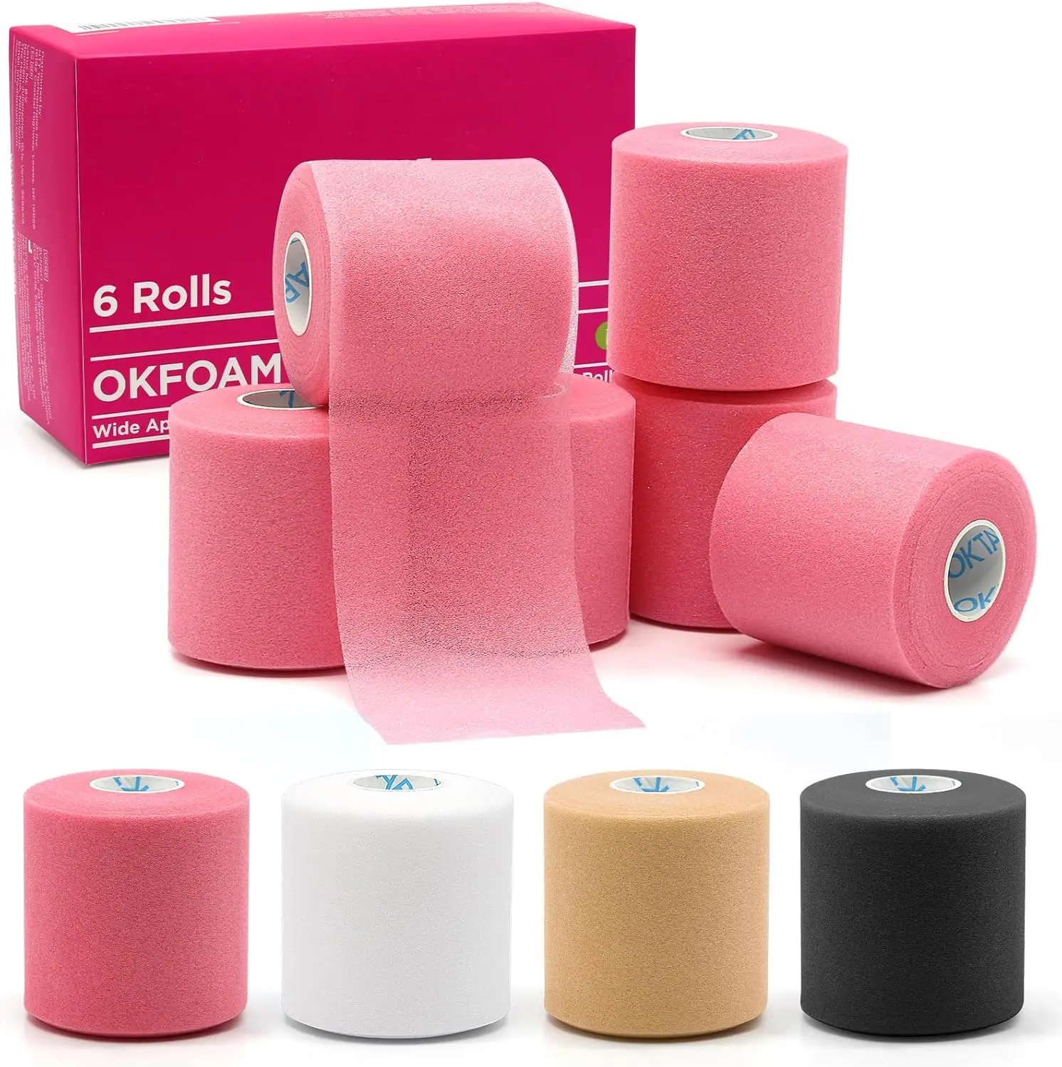 

Pre Wrap Tape 6 Rolls, 12 Yds Each - Athletic Foam Underwrap for Ankles, Wrists, Hands, Knees - 2.75 Inches, Pink