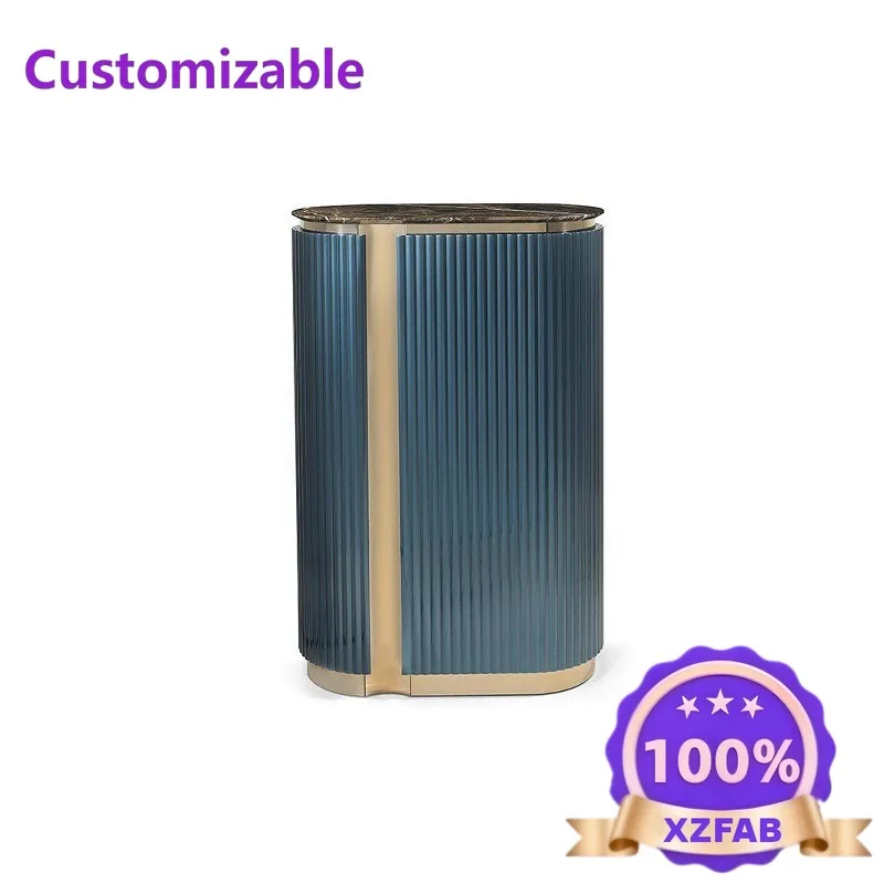 Factory Direct 2026 Light luxury high-end stainless steel wine cabinet, designer villa living room marble dining side cabinet ag
