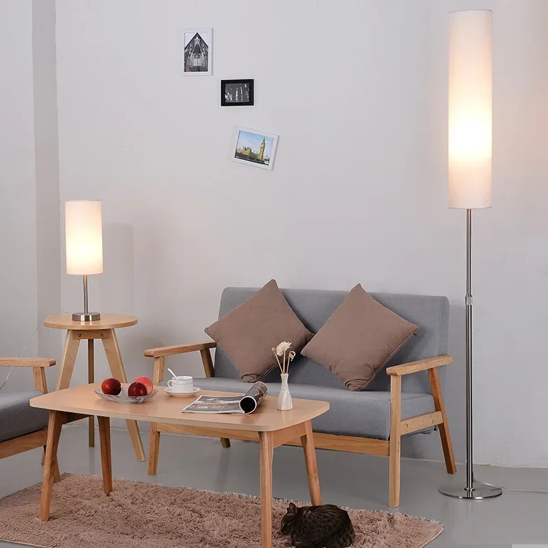 Minimalist Fabric Floor Lamp Living Room Bedroom Study Nordic Personality Creative LED Vertical Table Lamp E27 Bulb Holder