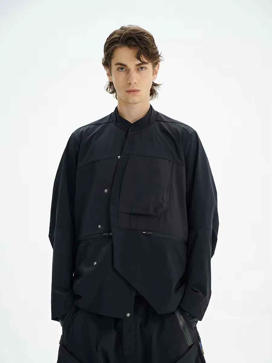 REINDEE LUSION 24SS 0221 وظيفية طاردة للماء تانغ البدلة سترة TECHWEAR جميع الأسود نمط الشارع الشهير #2