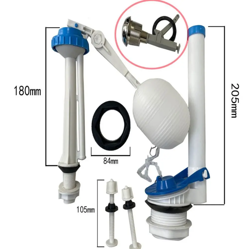 1 Set Push Button Toilet Water Tank Inlet Valve Pull Handle Accessories Fill Valve Blue&white Easy Install
