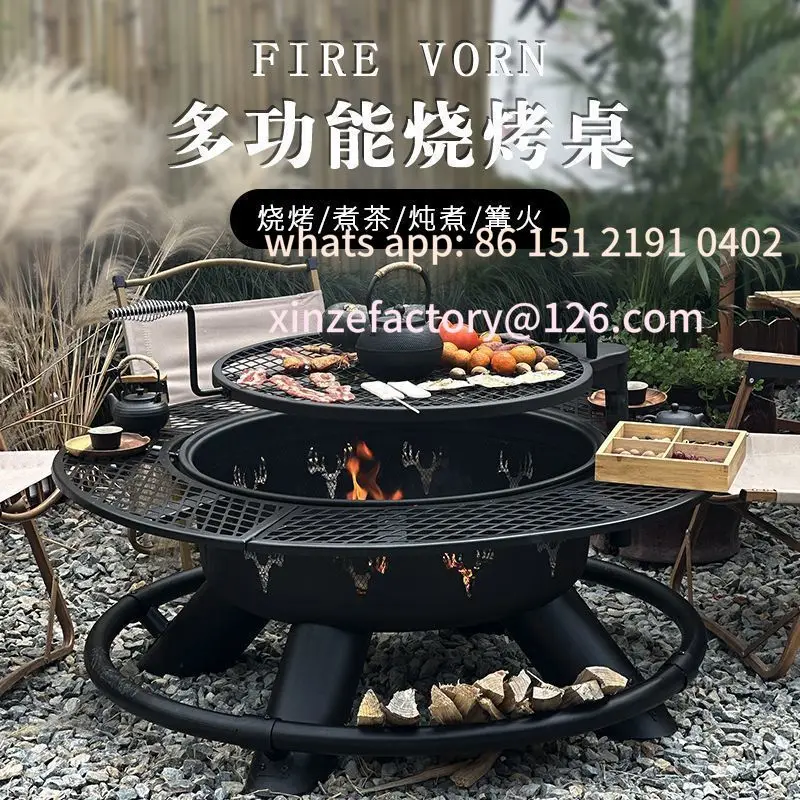 

Customizable Outdoor Grill Barbecue Bonfire Basin Outdoor Firewood Stove Tea Boil Integrated Heating Stove Camp Fire