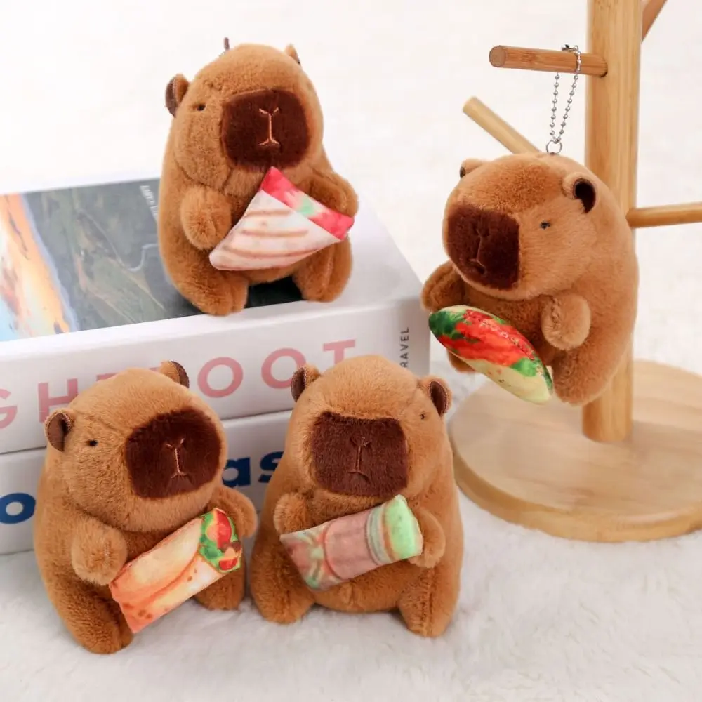 고품질 Capybara 플러시 장난감 키 체인 플러시 애니메이션 푹신한 장난감 배낭 펜던트 가방 장식품 선물 매달려