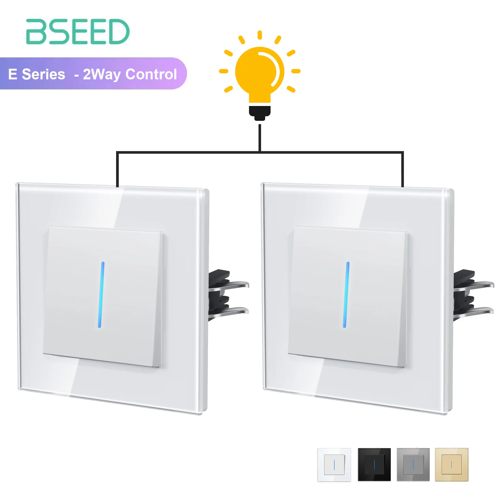 

Настенные выключатели BSEED 1/2Gang, механические кнопочные выключатели, 2 направления для лестниц, стандартная стеклянная панель ЕС, синяя подсветка, 2 упаковки