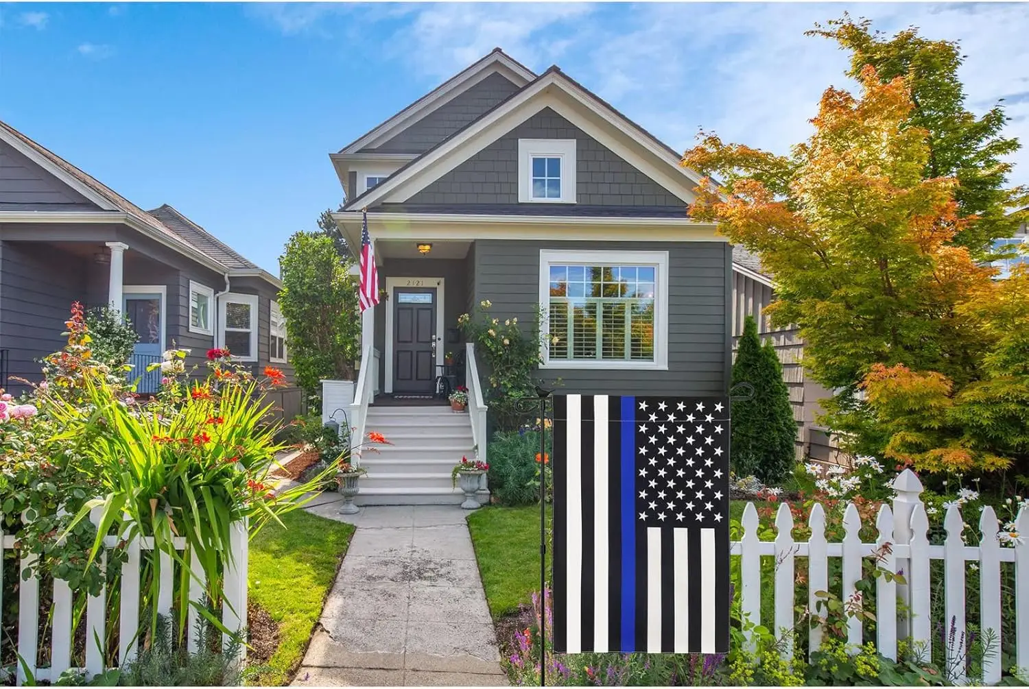 Homissor Thin Blue Line Flag Garden Flags 12x18 Inch Double Side Flag Blue Lives Matter Back First Responder