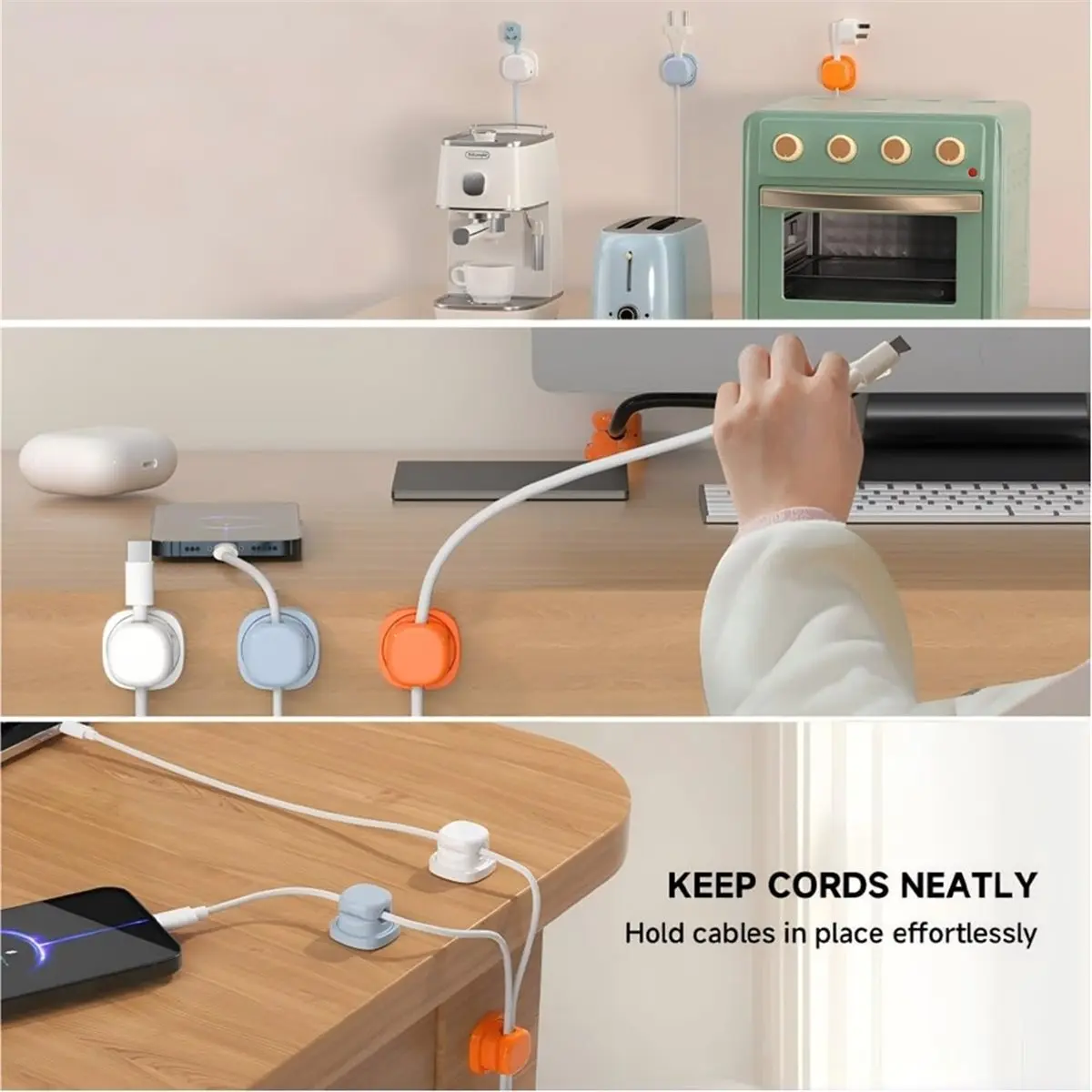 Promotional-Cable Clips Magnetic Cord Organizer Holder,Upgrade Cord Holder for Nightstand, Adhesive Wire Cable Clips for Home De