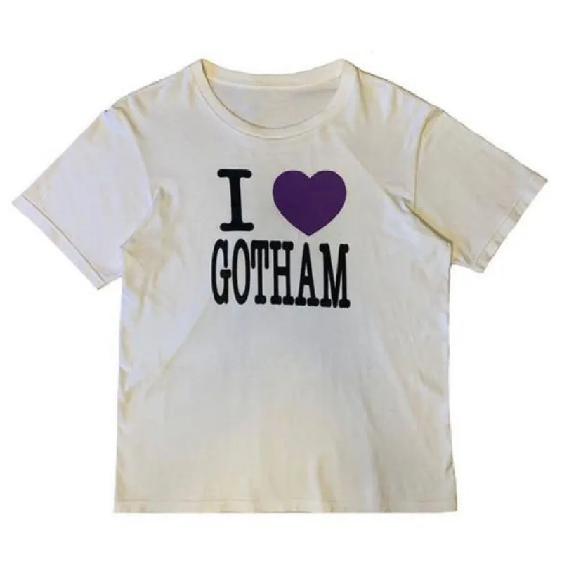 Vintage Street I LOVE GOTHAM Letter Printing Summer Women's Top T-shirt Street Trend Y2K Gothic Casual Women's Top T-shirt