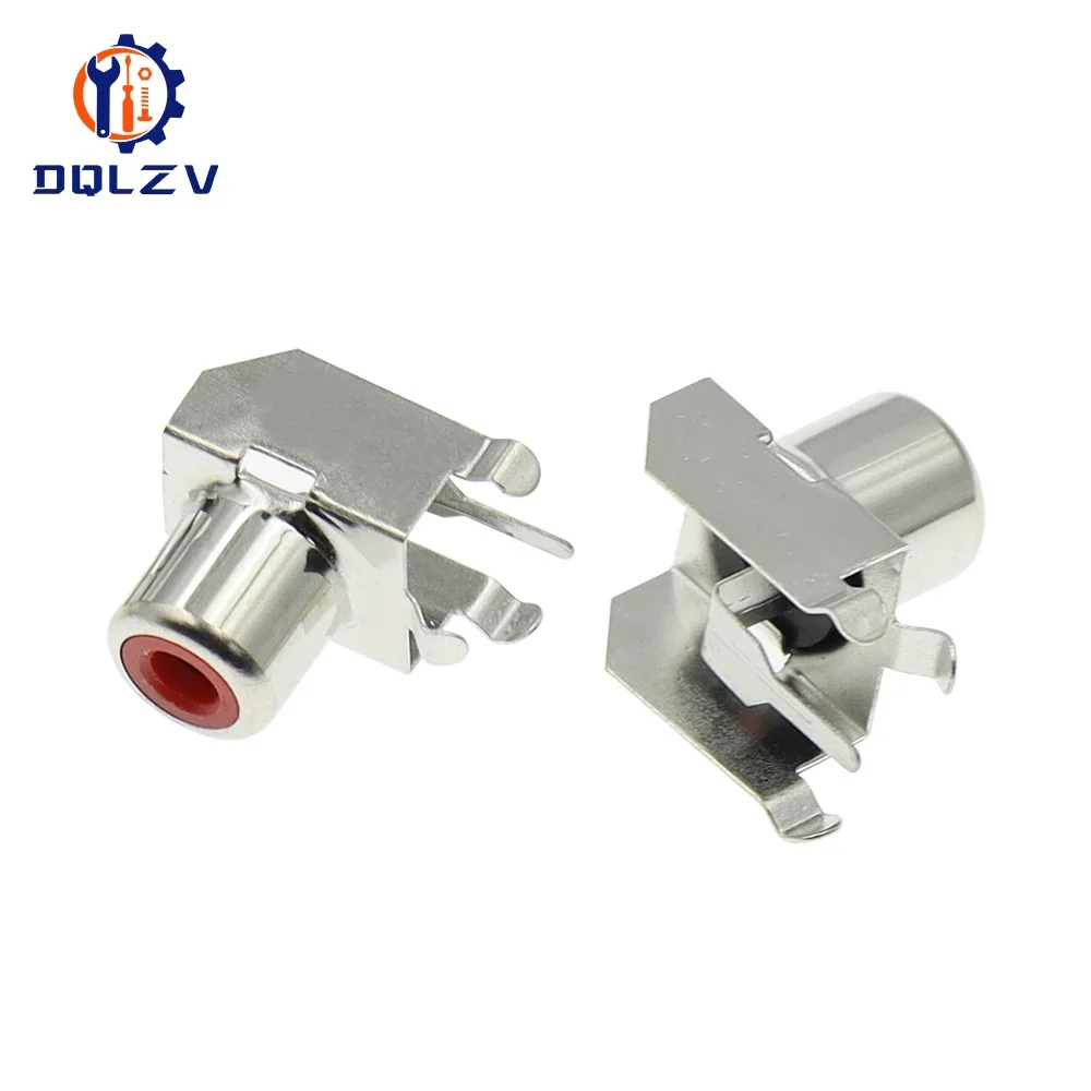 Lotus Seat AV Socket 4Pin RCA Single-hole PCB Soldering Audio Video Female Connector Nickel-plated