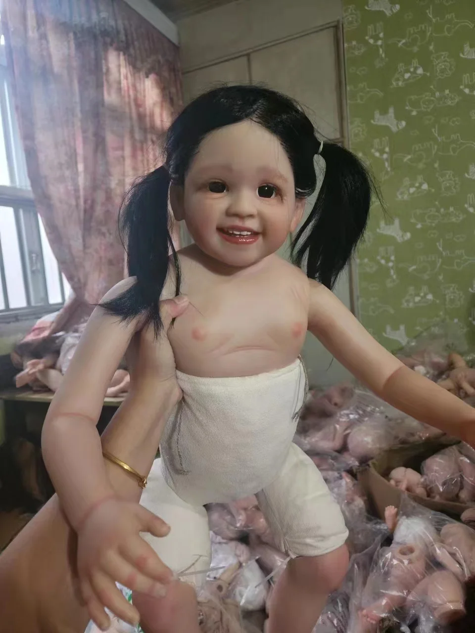 

FBBD Limited Supply 32inch Reborn Baby Doll Shanti With Hand-Rooted Black Hair Already Finished Doll Without Dress