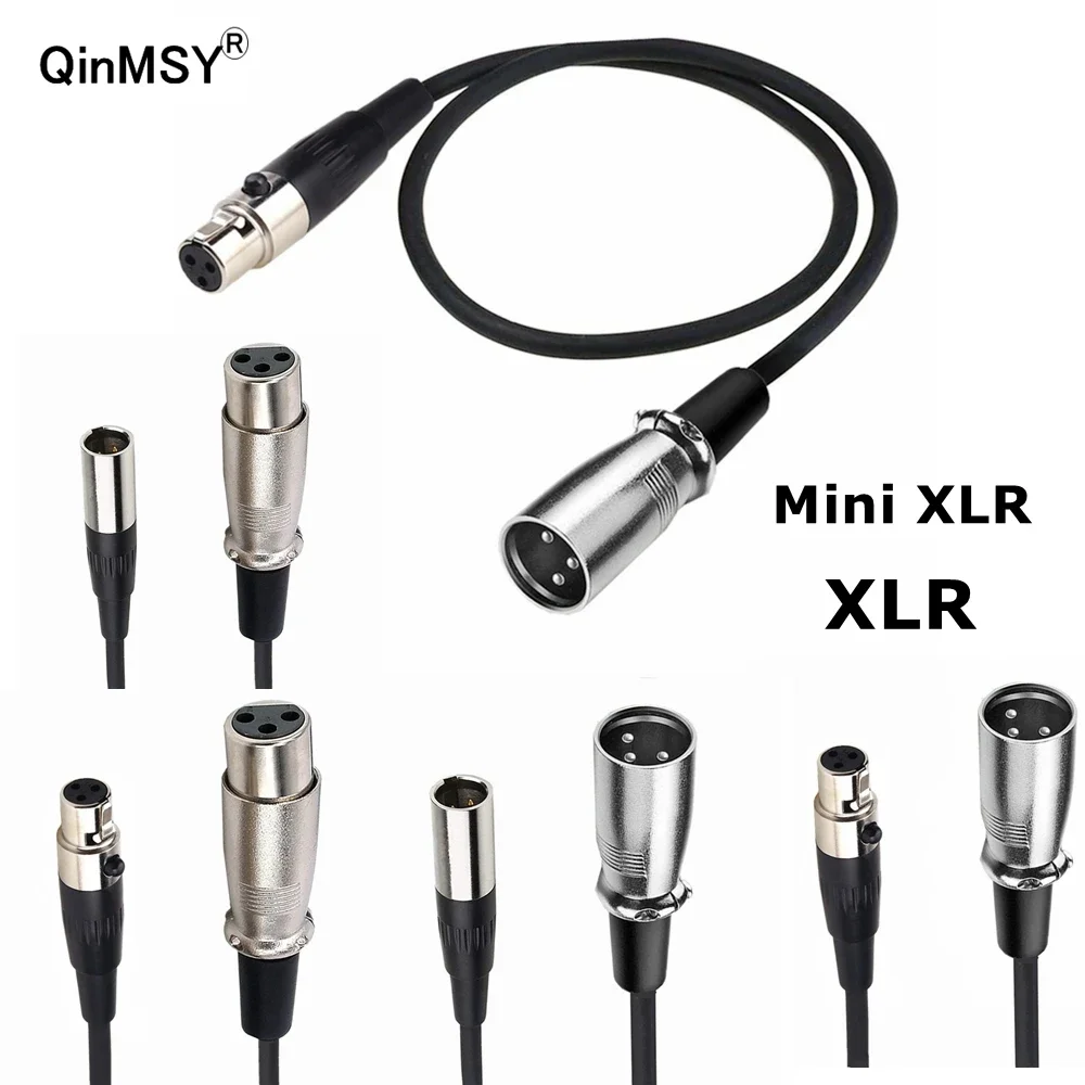 สายออดิโอมินิ XLR ตัวผู้ไปยัง XLR ตัวเมียสำหรับกล้อง4K 6K 0.5ม. 1.5ม. สีดำอุปกรณ์อัจฉริยะขั้วต่อสายเคเบิลดิจิทัล