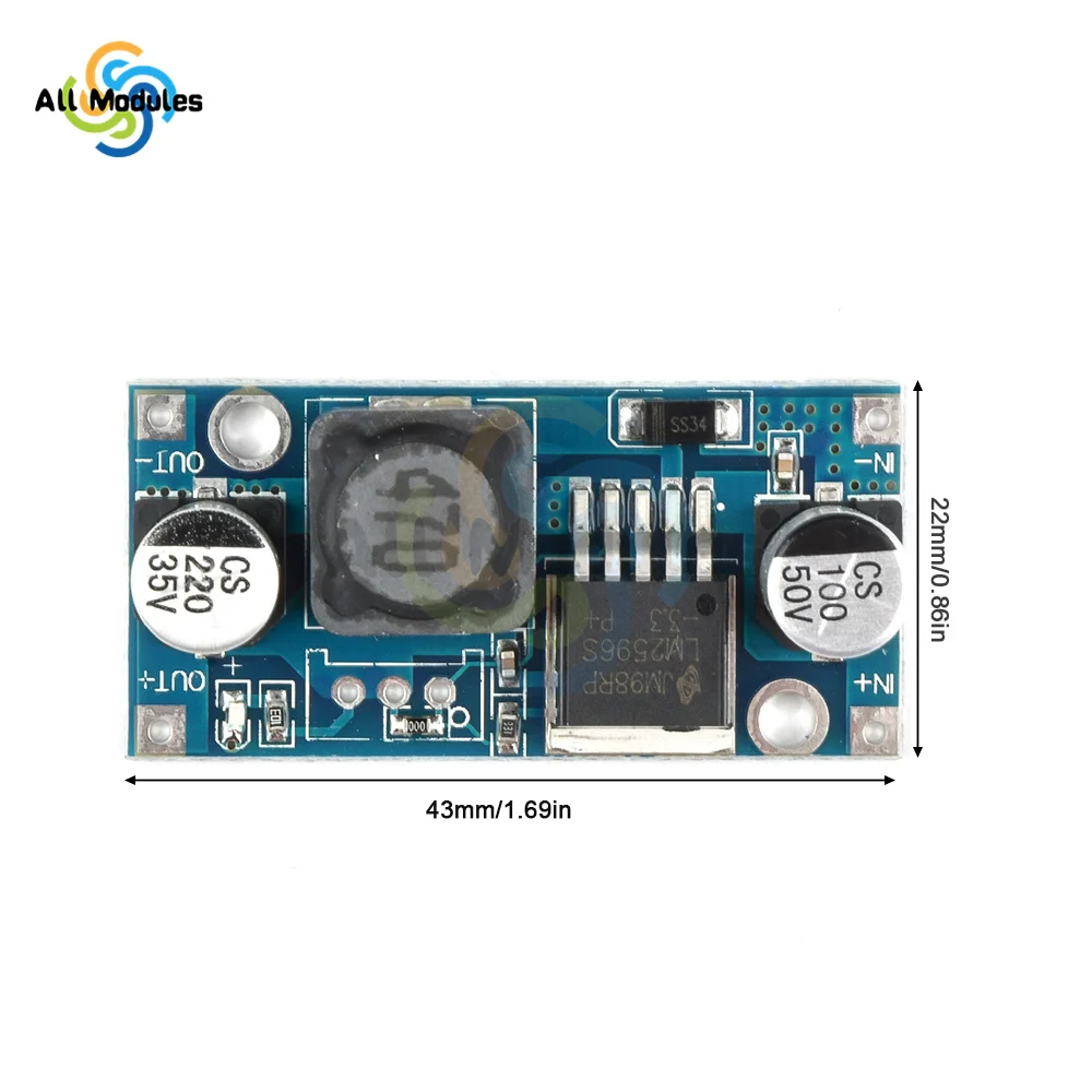 LM2596S DC-DC DC Adjustable Step-down Power Supply Module Regulator Board 3A 3.2V~40V to 3.3V/5V/12V