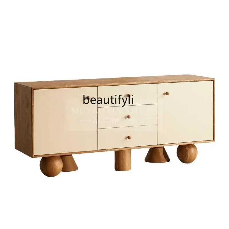 

V скандинавский простой буфет из цельного дерева, многофункциональный шкаф для гостиной со стеной, украшение на крыльце в стиле васаби