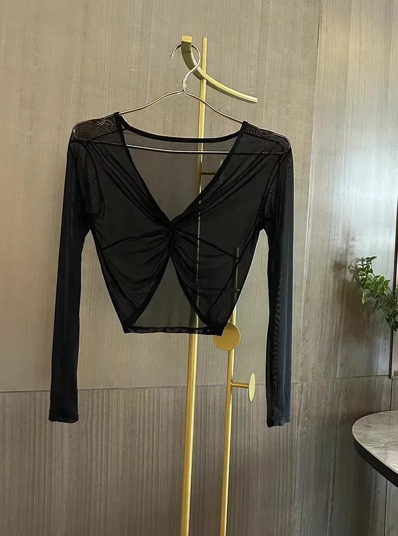 バレエガーゼ服高品質ダンスレオタード大人のエレガントな長袖ダンスジャケットバレエダンス練習スーツ