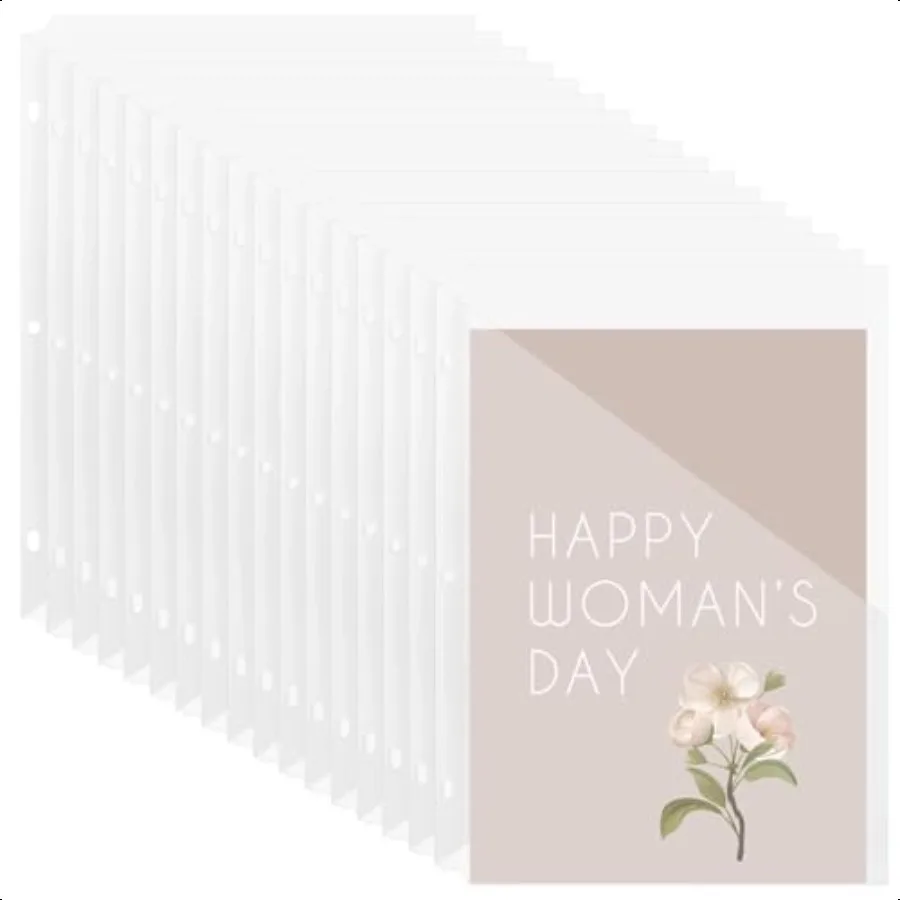 

50 PCS Punch Binder Folders3 Hole Binder Plastic Sleeves Clear Poly Translucent Slash File Jacket Binder Organizer Pockets for