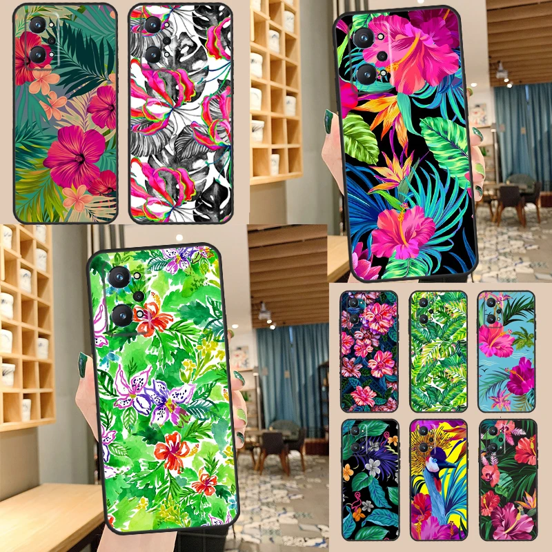 Tropical aloha Hibiscus  pattern For Realme C55 C35 C33 C31 C30 C25 C21Y C15 C11 GT Neo 5 3 2 Realme 9 10 11 Pro Plus Case