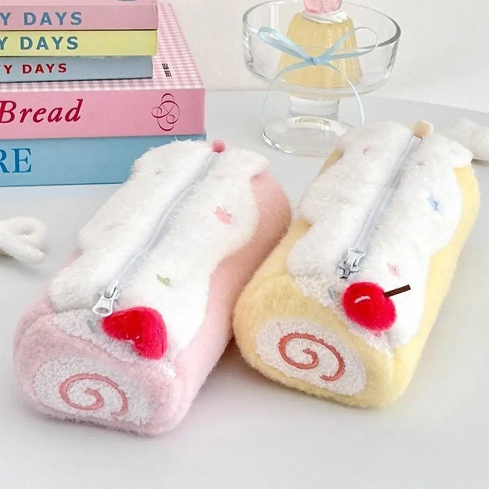 Pen Bag Swiss Roll Blueberries/Strawberries/Cherries Stationery Storage Bag Large Capacity Pencil Case Back To School