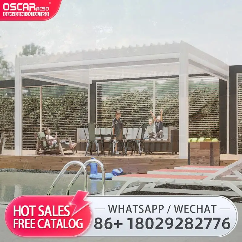 

Индивидуальный уличный водонепроницаемый алюминиевый солнцезащитный козырек с жалюзи, биоклиматическая беседка для патио, сада, балкона, беседки