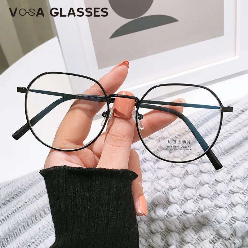 Anti Blue Light Anti Blocking Filter Glasses Women Mens Reading Computer Glasses Retro Metal Transparent Eyewear 5 Colors