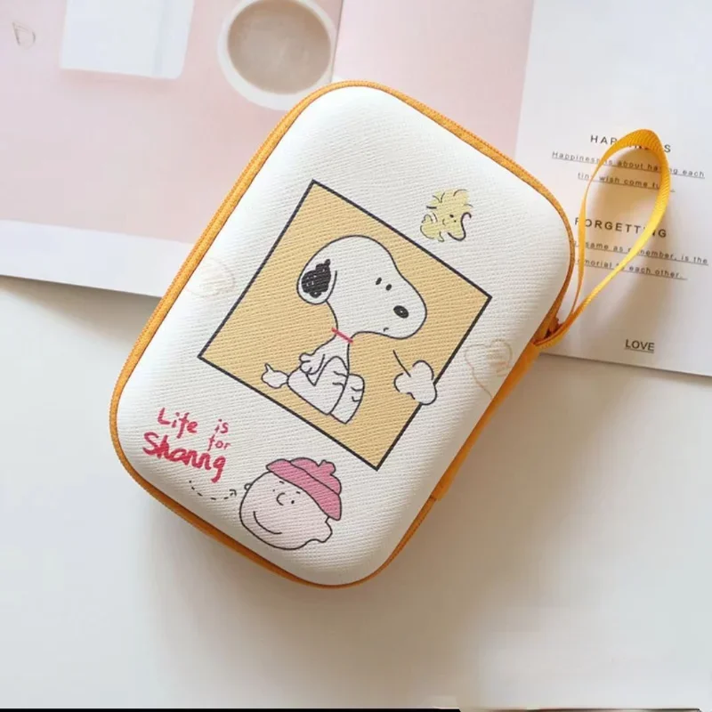 Portátil Snoopy Dados Saco De Armazenamento De Cabo, Anime Headset, Linha De Dados USB, U Disk Organizer, Bonito, Grande Capacidade Coin Purse,