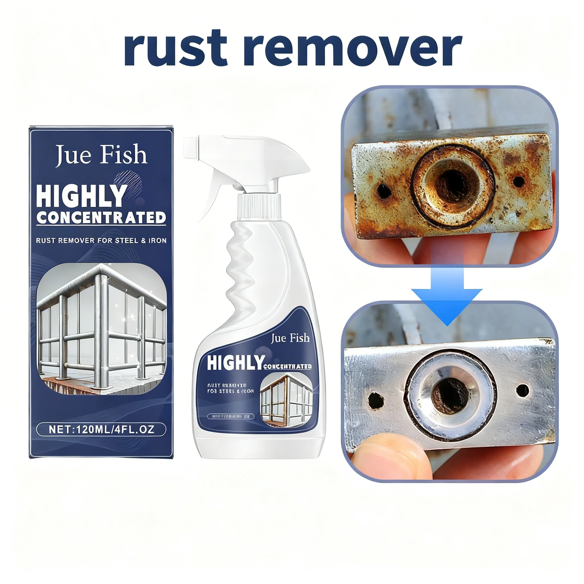 120ml Powerful Metal Rust Remover Spray Steel Iron Rust Dissolver, Anti-Corrosion Rust Cleaner for Metal Surface Maintenance