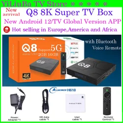 [Genuine] Q8 2024 New Android 12.0 TV Box USA UK Super Smart TV Box Allwinner H618 2GB 16GB 4K UHD Global Version PK TXsuper box