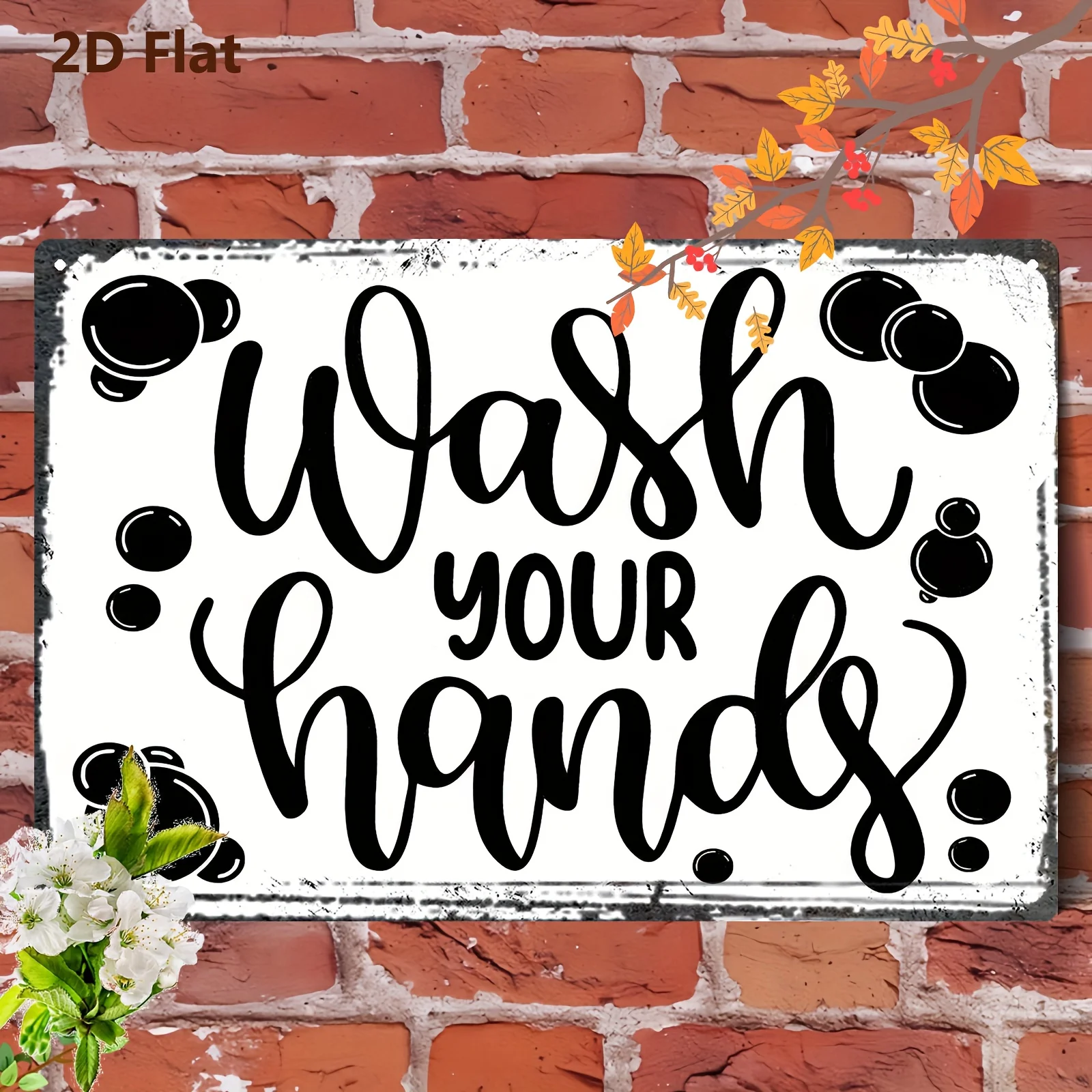 8x12 Inch Metal Wash Your Hands Sign Heavy Duty Indoor Outdoor Bathroom Kitchen Wall Decor