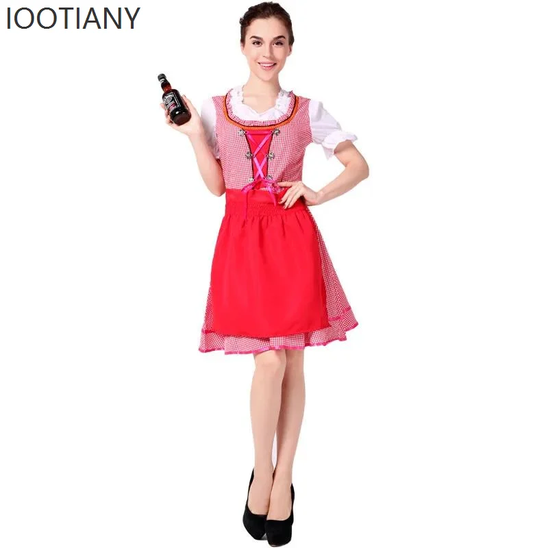 

IOOTANY Adult Ladies German Munich Oktoberfest Bavaria National Beer Girl Dress Suit Cosplay Maid Stage Performance Costume 2025